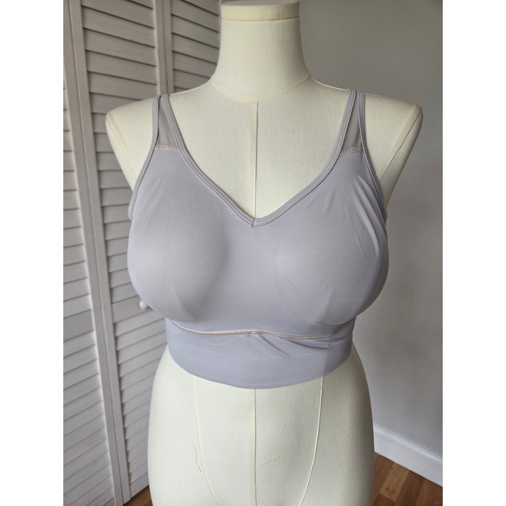 Miraclesuit Comfort Legato Wireless Bra Grey Mauve 2XL Longline Mesh Trim